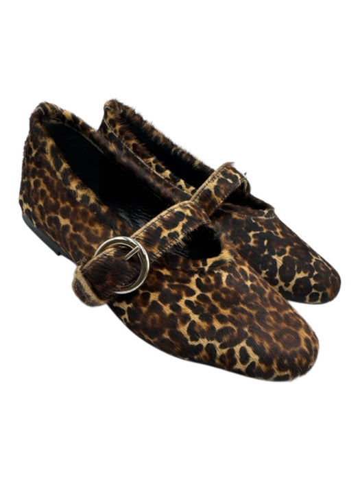 Maguire Shoe Size 38 Brown & Tan Ponyhair Animal Print Mary Jane Buckle Flats Brown & Tan / 38