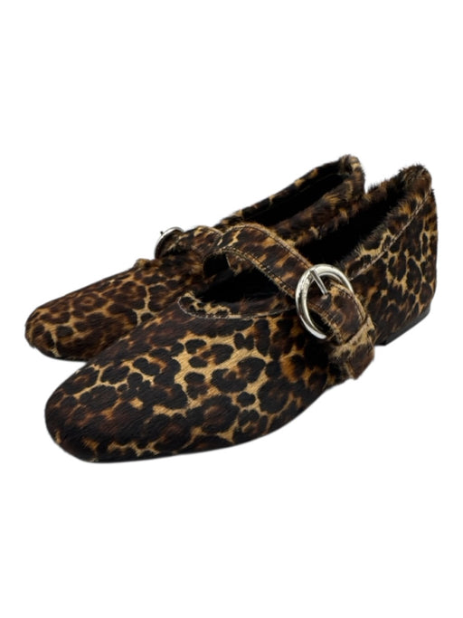 Maguire Shoe Size 38 Brown & Tan Ponyhair Animal Print Mary Jane Buckle Flats Brown & Tan / 38