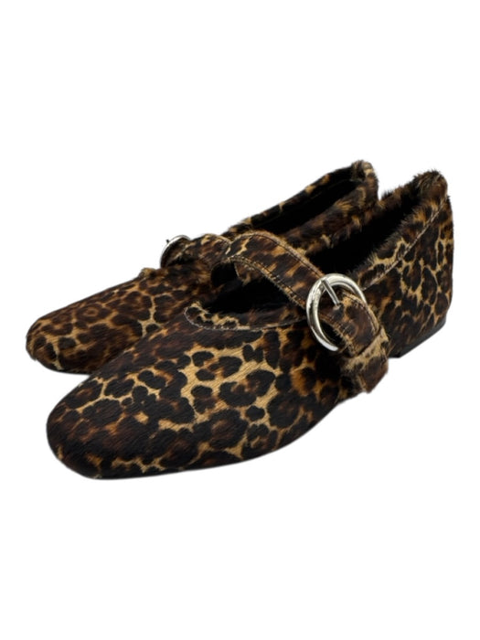 Maguire Shoe Size 38 Brown & Tan Ponyhair Animal Print Mary Jane Buckle Flats Brown & Tan / 38