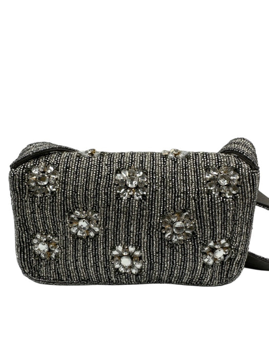 By Anthropologie Silver & Gray Beaded Jewel Shoulder Bag Flap Bag Silver & Gray / Small