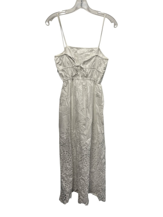 Madewell Size 0 White Cotton Elastic Waist Eyelet Spaghetti Strap Dress White / 0