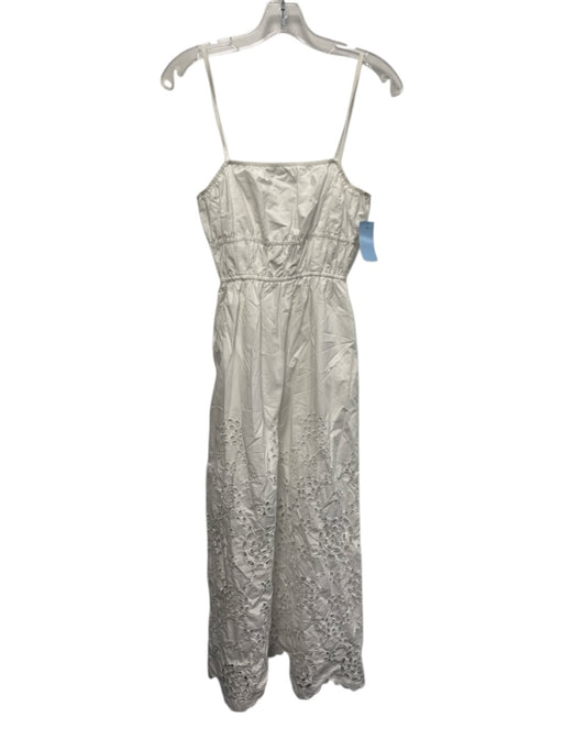 Madewell Size 0 White Cotton Elastic Waist Eyelet Spaghetti Strap Dress White / 0