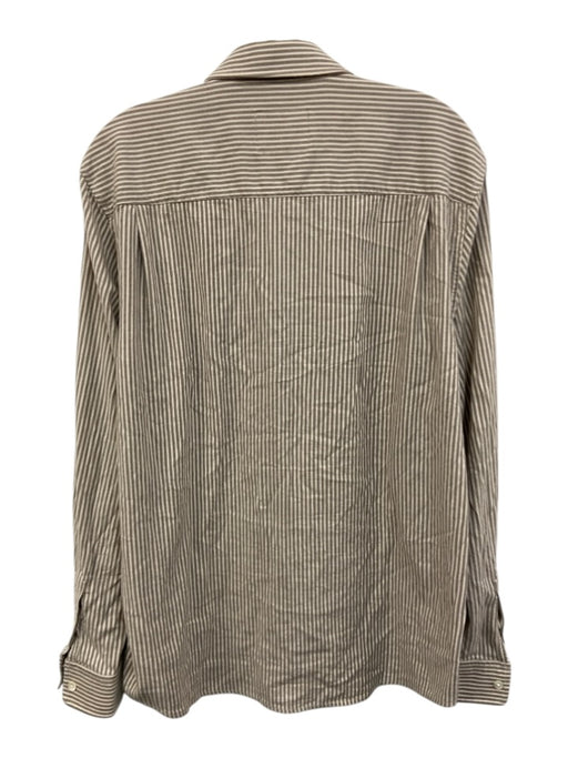 Rails Size M Taupe & Beige Cotton Blend Button Vertical Stripes Collar Top Taupe & Beige / M