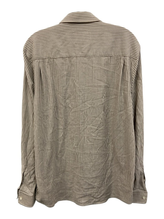 Rails Size M Taupe & Beige Cotton Blend Button Vertical Stripes Collar Top Taupe & Beige / M