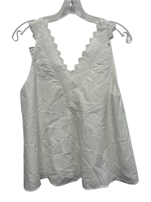 Dissh Size 2 White Lyocell blend V Neck Trim Lace Trim Sleeveless Top White / 2