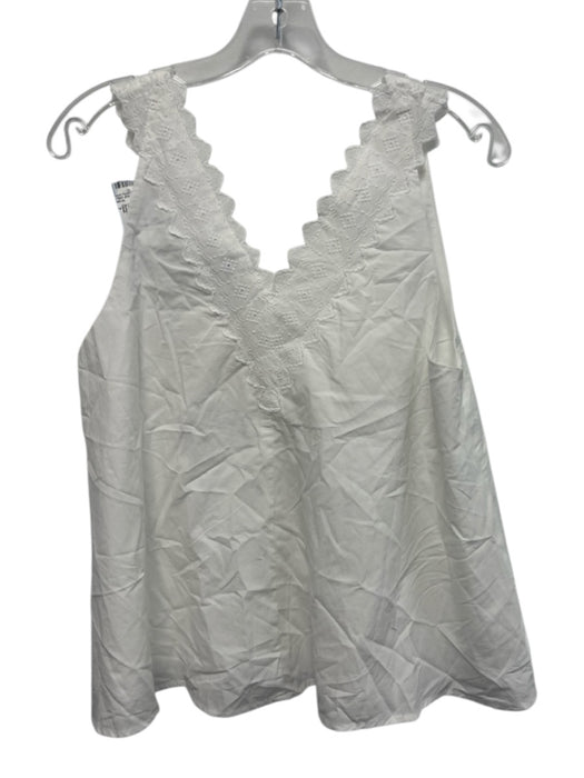 Dissh Size 2 White Lyocell blend V Neck Trim Lace Trim Sleeveless Top White / 2