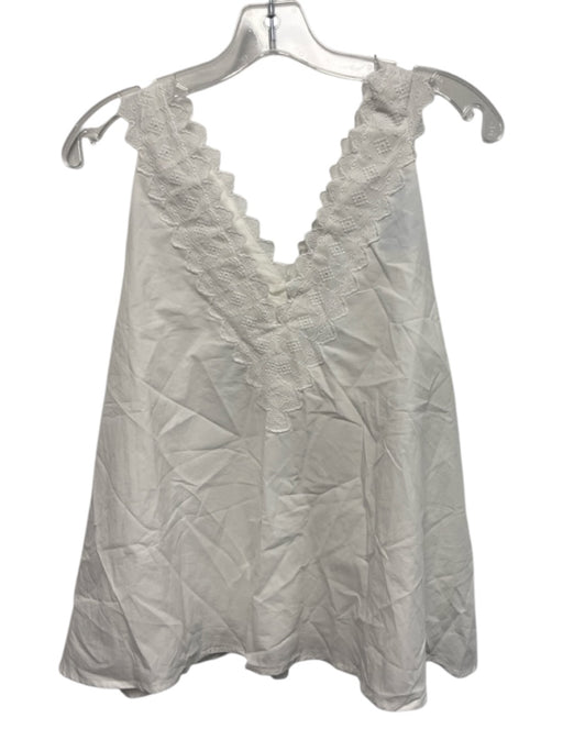 Dissh Size 2 White Lyocell blend V Neck Trim Lace Trim Sleeveless Top White / 2