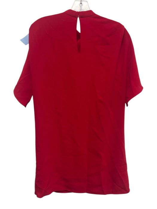 Amanda Uprichard Size S Red Polyester High Neck Flutter Sleeve Knee Length Dress Red / S