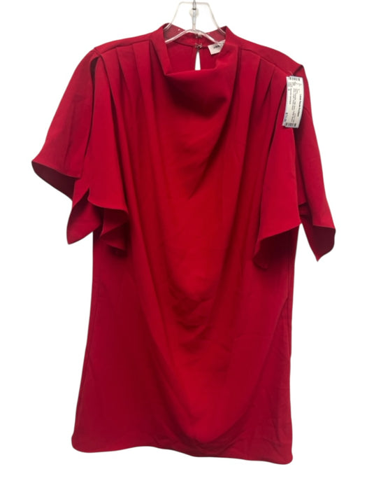 Amanda Uprichard Size S Red Polyester High Neck Flutter Sleeve Knee Length Dress Red / S