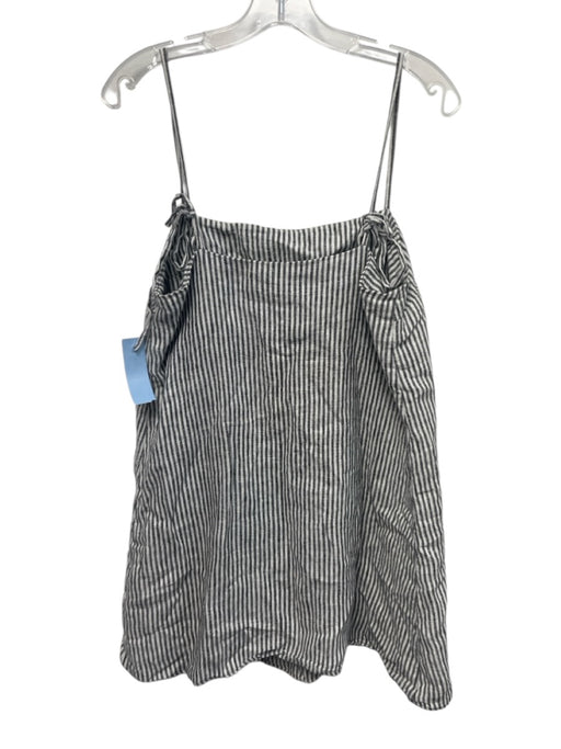 Reformation Size S Gray & White Linen Vertical Stripes Tie Sleeve Dress Gray & White / S