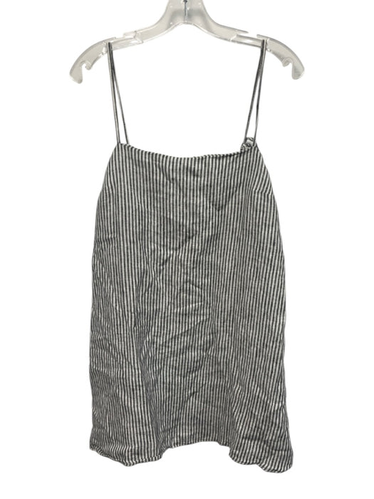 Reformation Size S Gray & White Linen Vertical Stripes Tie Sleeve Dress Gray & White / S