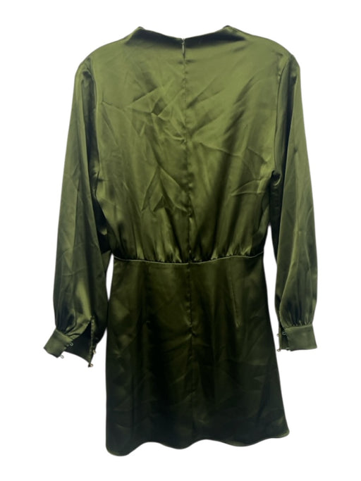 Zara Size S Dark Green Polyester Side Gather Long Sleeve Mock Neck Dress Dark Green / S