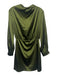 Zara Size S Dark Green Polyester Side Gather Long Sleeve Mock Neck Dress Dark Green / S