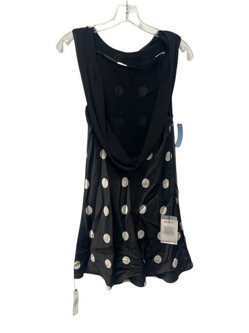 Reformation Size S Black & White Print Silk Polka Dots Collar Low Back Dress Black & White Print / S