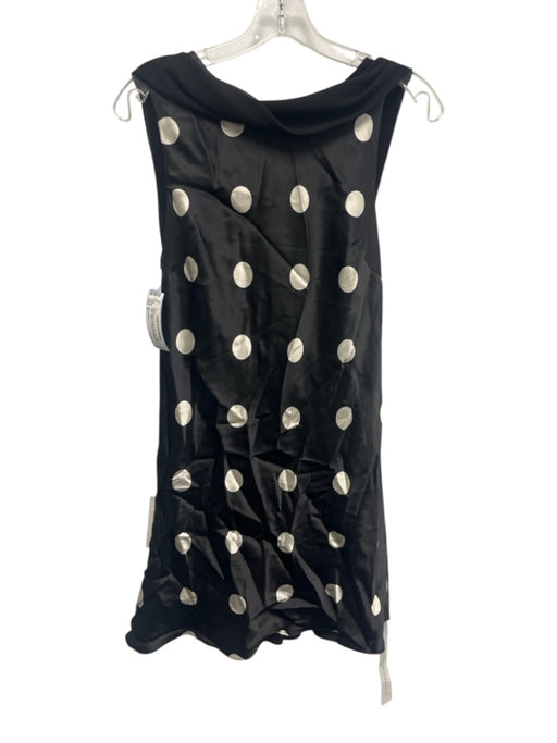 Reformation Size S Black & White Print Silk Polka Dots Collar Low Back Dress Black & White Print / S