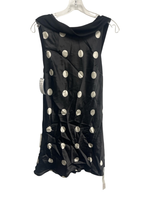 Reformation Size S Black & White Print Silk Polka Dots Collar Low Back Dress Black & White Print / S