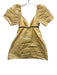 Ganni Size XS / 34 Yellow & Black Polyester Floral Jacquard V Neck Dress Yellow & Black / XS / 34