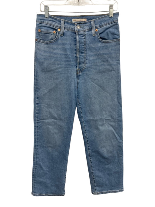 Levi's Size 29 Medium Wash Cotton Denim Stretch Straight Button Fly Jeans Medium Wash / 29