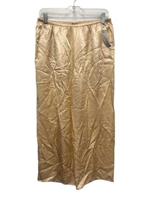 J Crew Size S Golden Yellow Acetate Satin Elastic Waist Wide Leg Crinkle Pants Golden Yellow / S