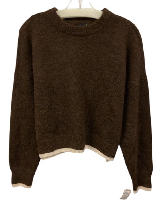 P.E Nation Size S Brown & Cream White Polyester & Wool Blend Knit Sweater Brown & Cream White / S