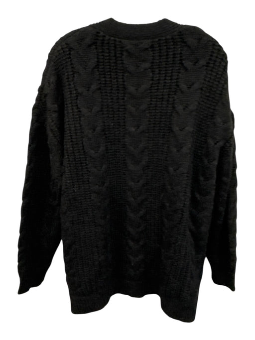 Jenni Kayne Size XS Black Alpaca Blend Cable Knit Button Front V Neck Sweater Black / XS