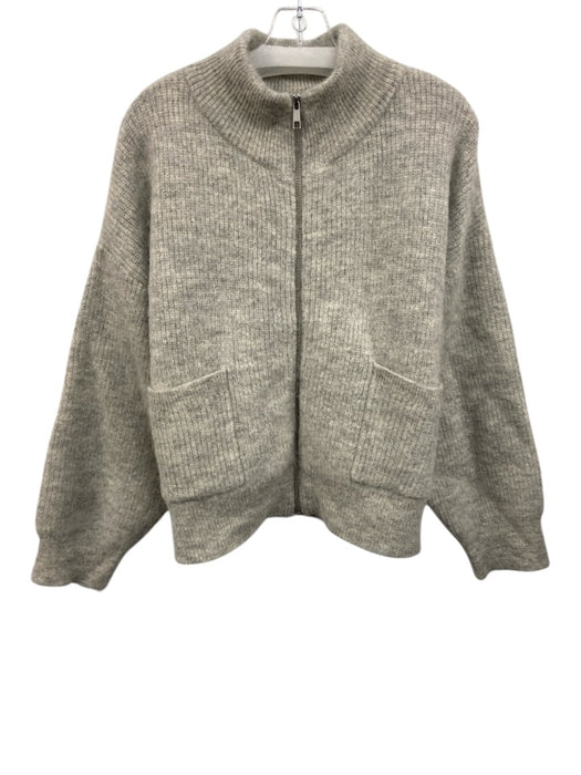 Le Bon Shoppe Size XS/S Light Gray Wool Blend Ribbed Knit Zip Front Jacket Light Gray / XS/S