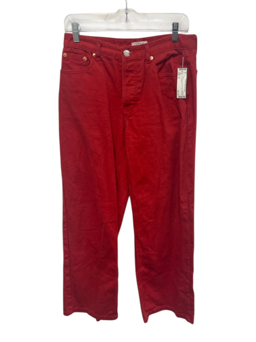 Parke Size 25 Red Cotton High Rise Wide Leg Button Up Pants Red / 25