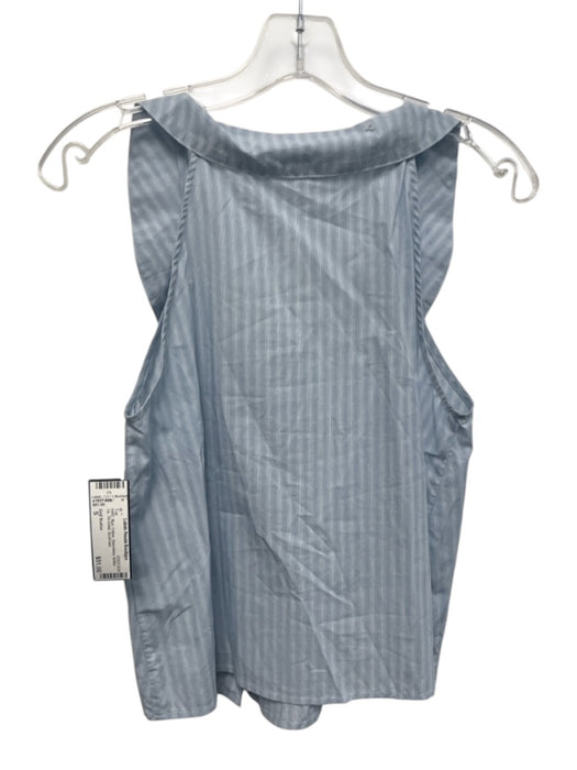 Deiji Studios Size S Blue Cotton Sleeveless Button Up Tie Detail Top Blue / S