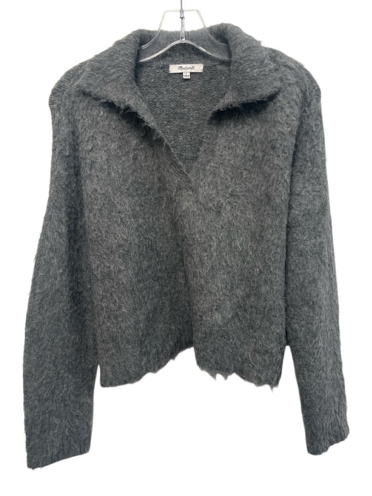 Madewell Size S Grey Acrylic Blend Long V Neck Sweater Grey / S