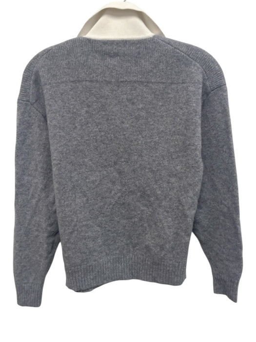 J Crew Size S White & Grey Wool Button Up & Collar Long Sleeve Sweater White & Grey / S