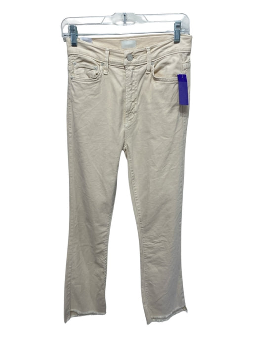 Mother Size 25 Cream White Cotton Blend High Rise Raw Hem Straight Leg Jeans Cream White / 25