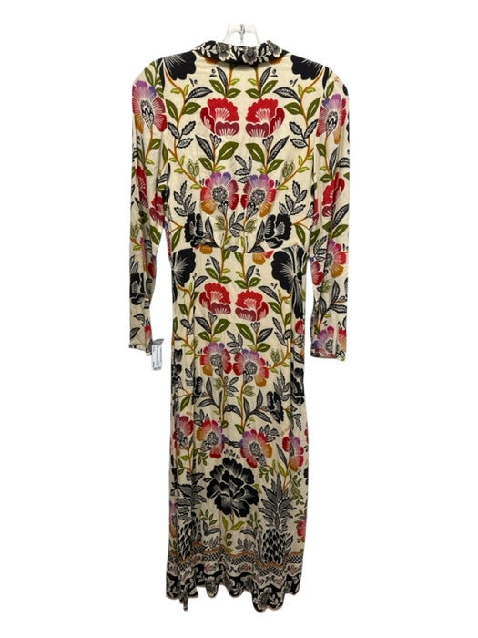 Farm Rio Size Small Beige & Multi Rayon Blend Long Sleeve Floral Dress Beige & Multi / Small