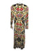 Farm Rio Size Small Beige & Multi Rayon Blend Long Sleeve Floral Dress Beige & Multi / Small