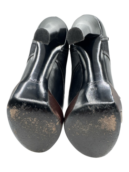 Gucci Shoe Size 10 Black Leather Ponyhair lace up Platform Ankle Booties Black / 10