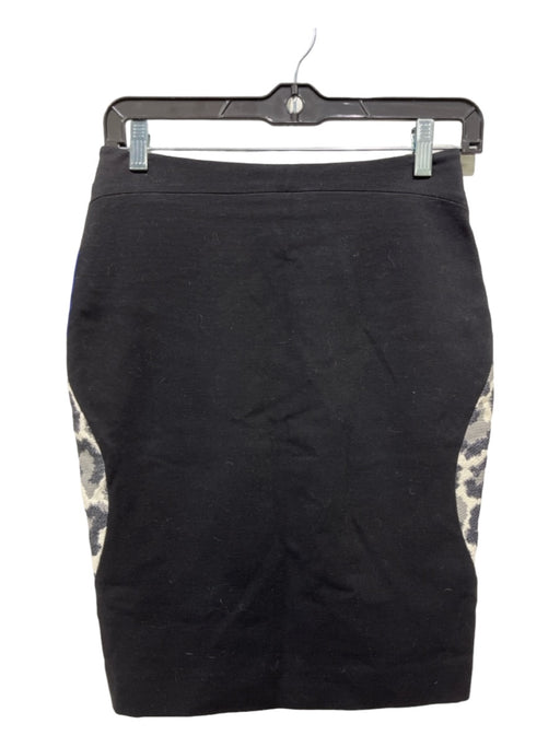 Diane Von Furstenberg Size 0 Black & Gray Cotton Blend Pencil Cheetah Skirt Black & Gray / 0