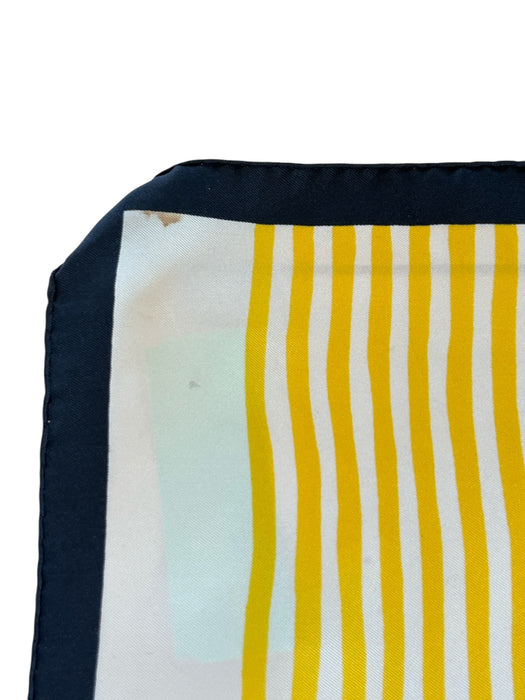 Christian Dior Cream, Black & Yellow Silk Square Abstract Floral Border scarf Cream, Black & Yellow / Large