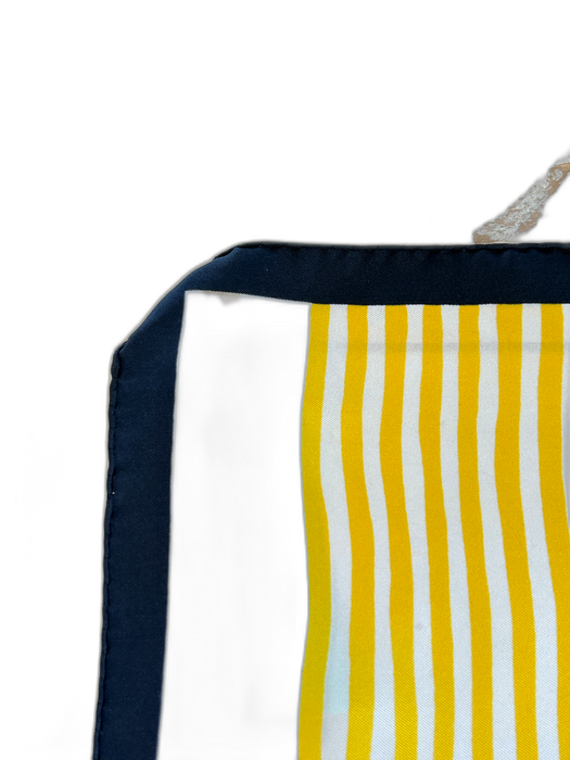 Christian Dior Cream, Black & Yellow Silk Square Abstract Floral Border scarf Cream, Black & Yellow / Large