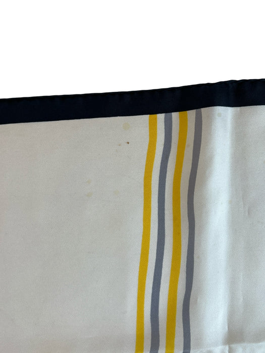 Christian Dior Cream, Black & Yellow Silk Square Abstract Floral Border scarf Cream, Black & Yellow / Large