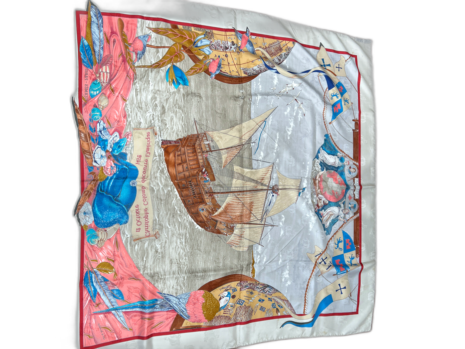 Hermes Multi Silk Christphe Colombus Decouvre L'Ameri By Carl De Parcevaux scarf Multi / Large
