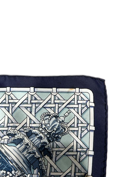 Hermes Blue Silk Feux de Route 90 cm Square Box Included scarf Blue / Large