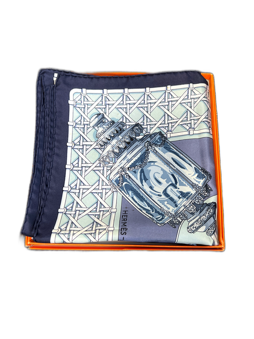 Hermes Blue Silk Feux de Route 90 cm Square Box Included scarf Blue / Large
