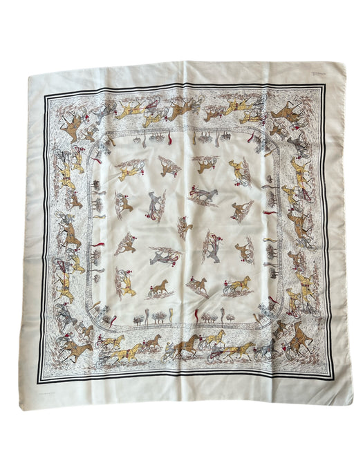 Guido Ravasi Cream Missing Fabric Tag Horses Square scarf Cream