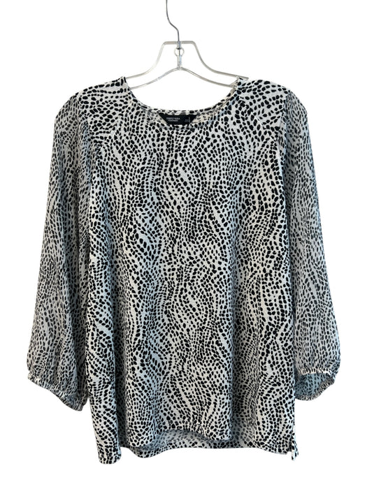 Simply Vera Size L Black & White Polyester Long Sleeve Round Neck Semi Sheer Top Black & White / L
