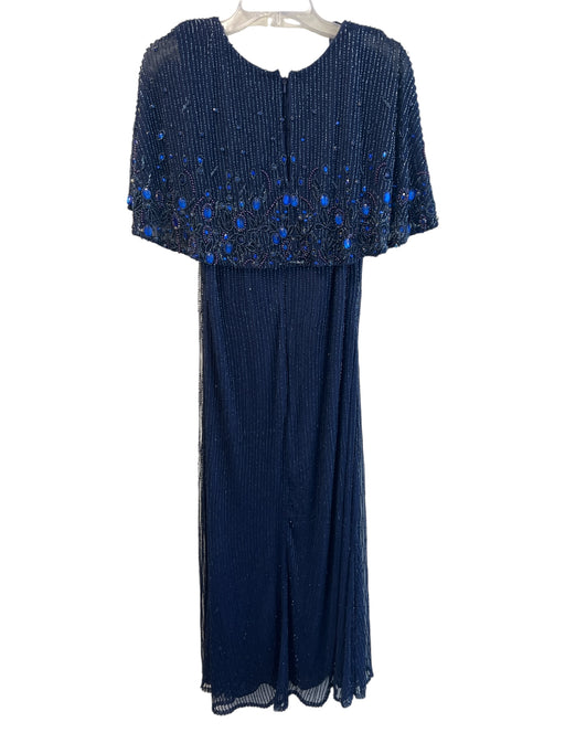 Mac Duggal Size 12 Blue Polyester Beaded Detail Cape Lined Back Zip Gown Blue / 12