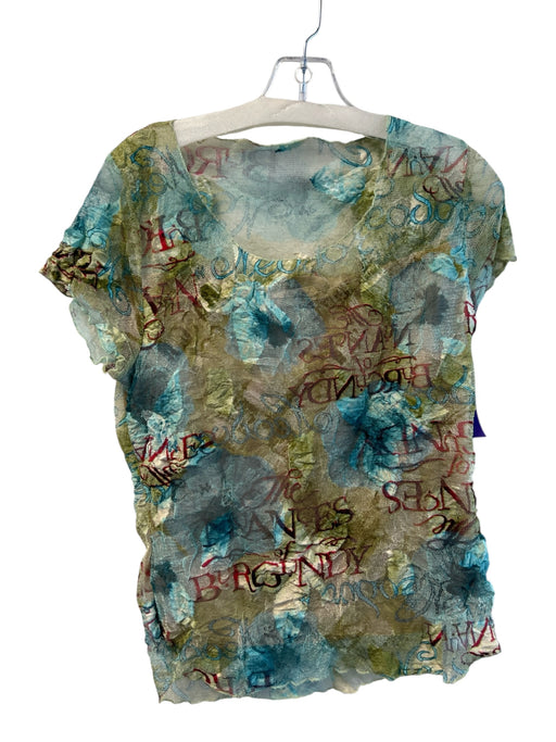 No Brand Size Est M Green & Blue No Fabric Tag Knit Round Neck Lined Top Green & Blue / Est M