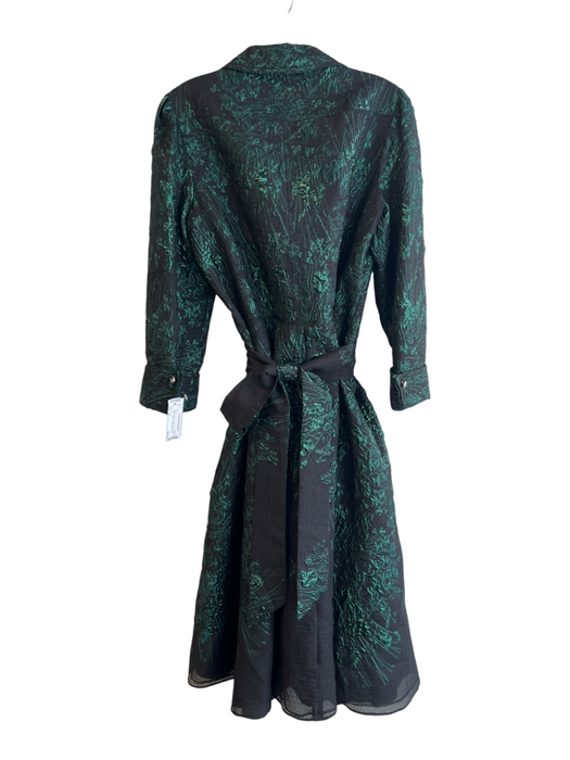 Teri Jon Size 12 Green & Black No Fabric Tag Long Sleeve Splatter Collar Dress Green & Black / 12