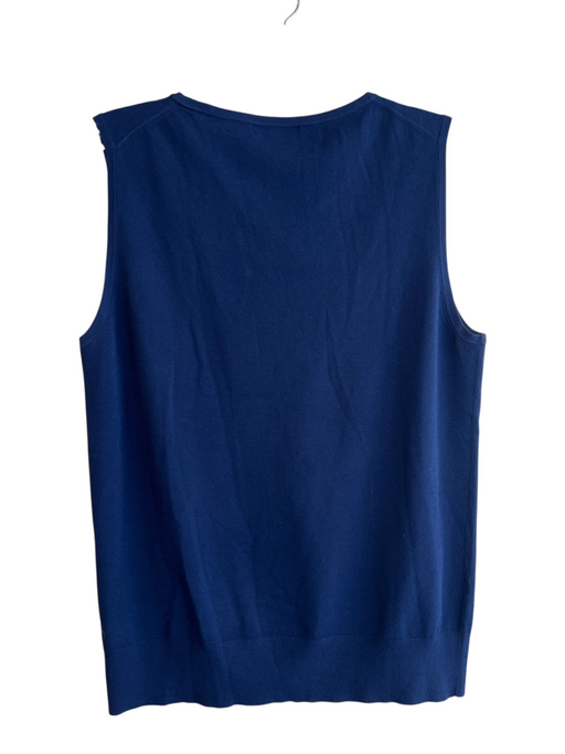 Saks Fifth Ave Size L Navy Blue Viscose Sleeveless Knit Round Neck Stretch Top Navy Blue / L