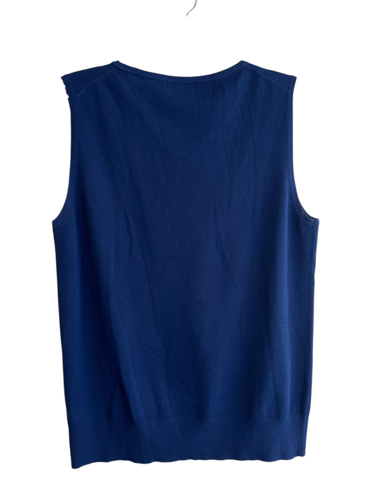 Saks Fifth Ave Size L Navy Blue Viscose Sleeveless Knit Round Neck Stretch Top Navy Blue / L