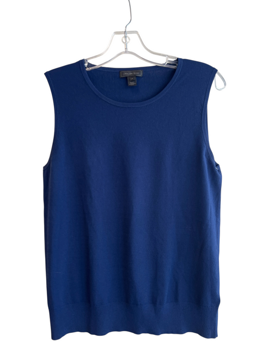 Saks Fifth Ave Size L Navy Blue Viscose Sleeveless Knit Round Neck Stretch Top Navy Blue / L