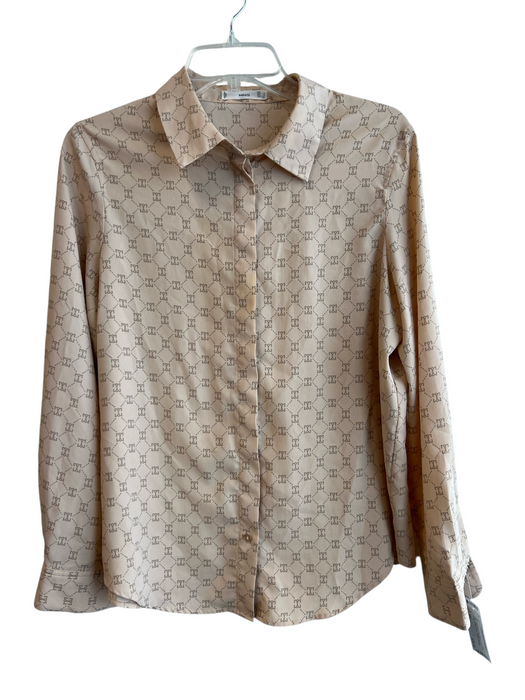 MNG Size 8 Pink Polyester Long Sleeve Print Detail Collar Button Down Top Pink / 8